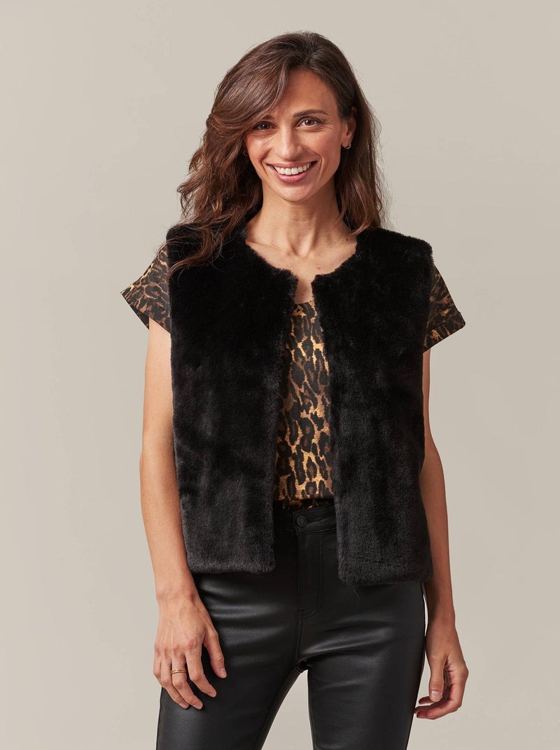 Veste sans manches en imitation fourrure pour femme 'Deeluxe' Noir - Kiabi