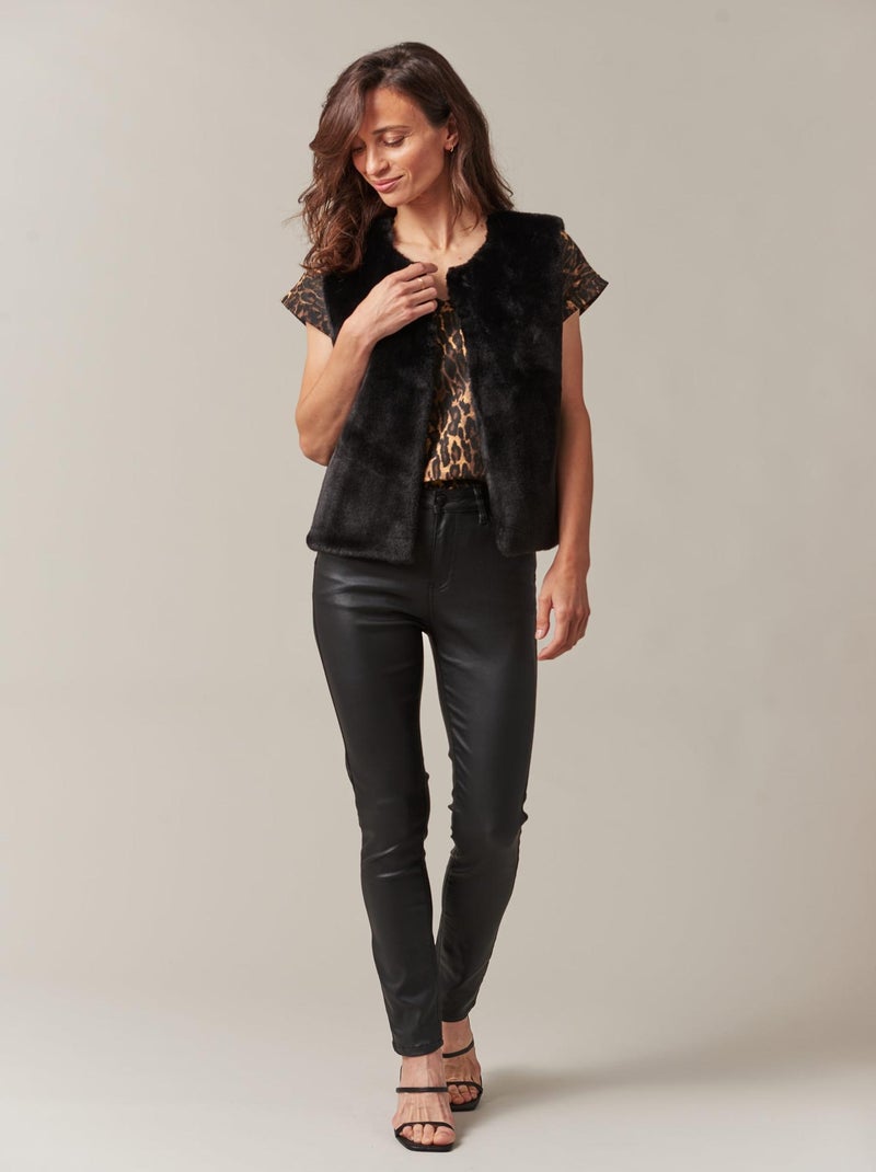 Veste sans manches en imitation fourrure pour femme 'Deeluxe' Noir - Kiabi