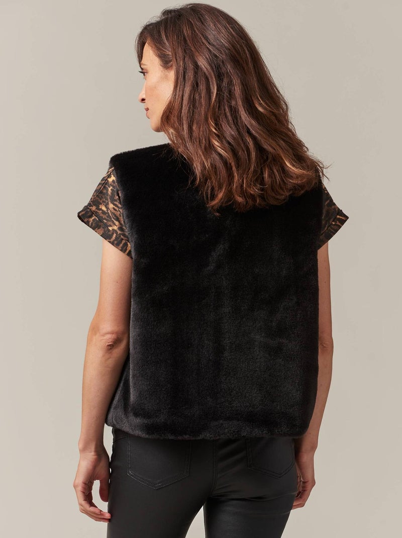 Veste sans manches en imitation fourrure pour femme 'Deeluxe' Noir - Kiabi