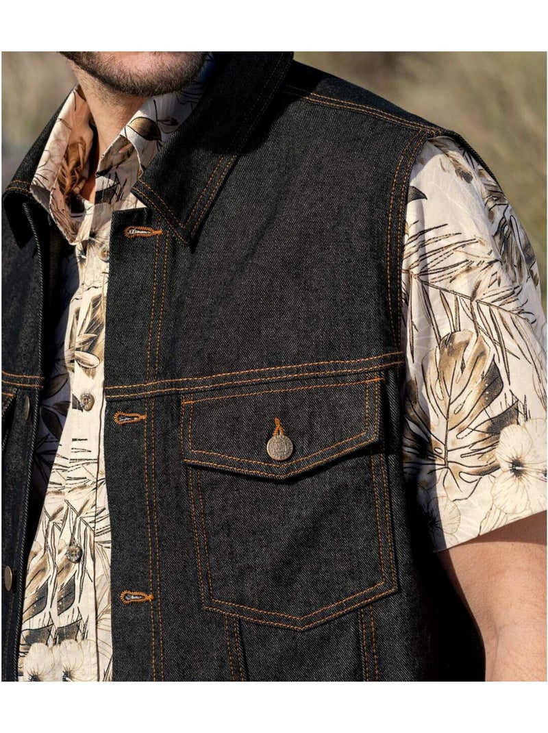 Veste Sans Manches en Jean - ATLAS FOR MEN Noir - Kiabi