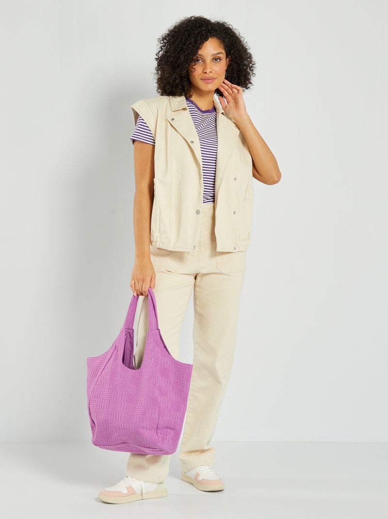 Veste sans manches en jean Beige - Kiabi