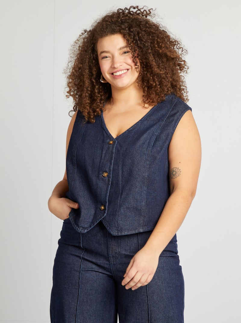 Veste sans manches en jean Bleu - Kiabi