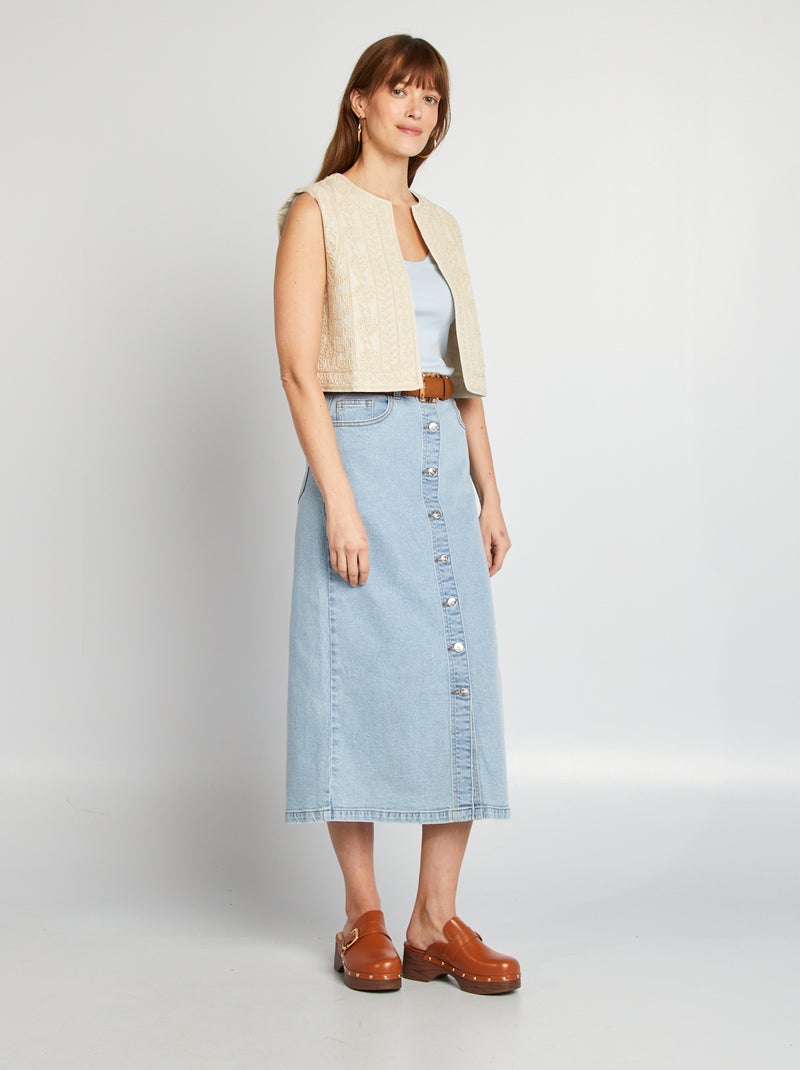 Veste sans manches en lin mélangé Beige - Kiabi