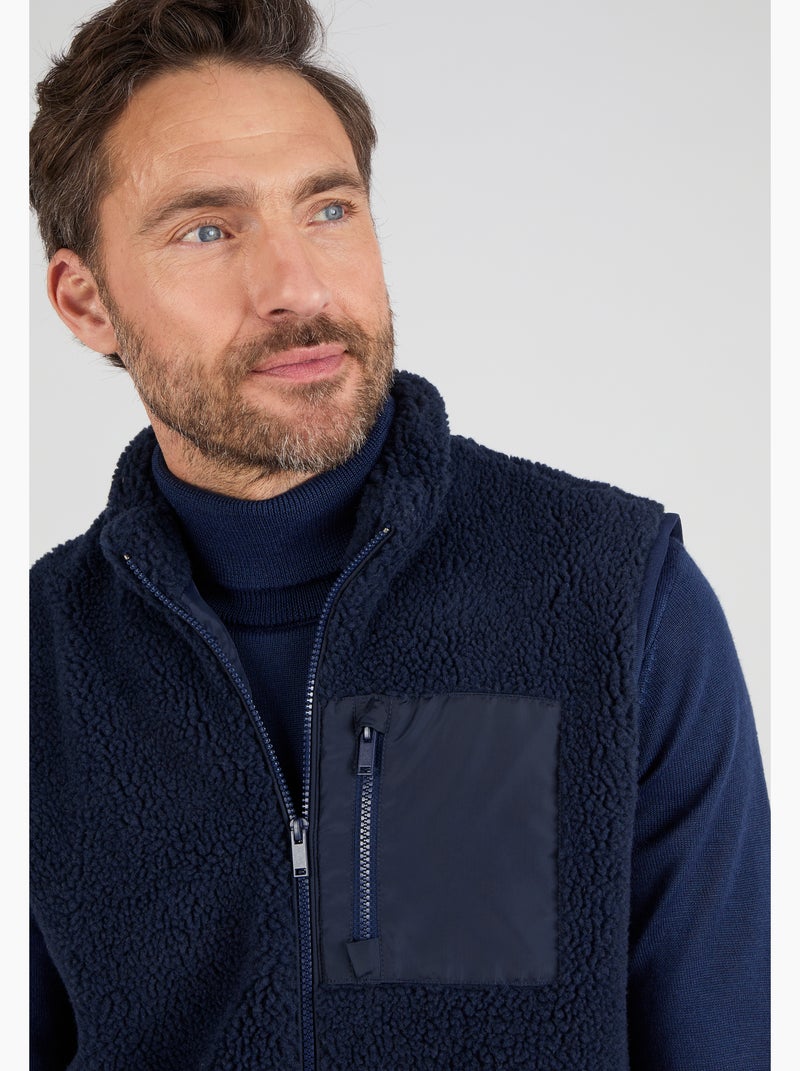 Veste sans manches en maille moutonnée - Damart Bleu - Kiabi