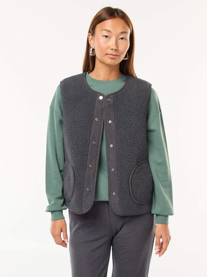 Veste sans manches en sherpa Gris - Kiabi