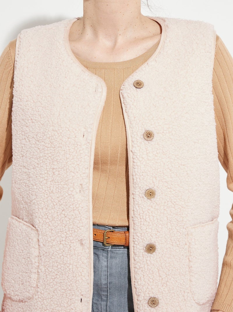 Veste sans manches en sherpa intérieur velouté - Afibel Beige - Kiabi