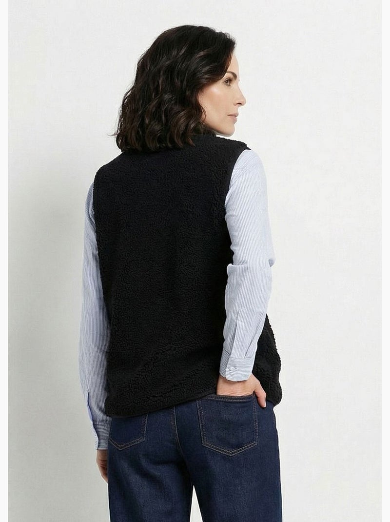 Veste sans manches en sherpa intérieur velouté - Afibel Bleu marine - Kiabi