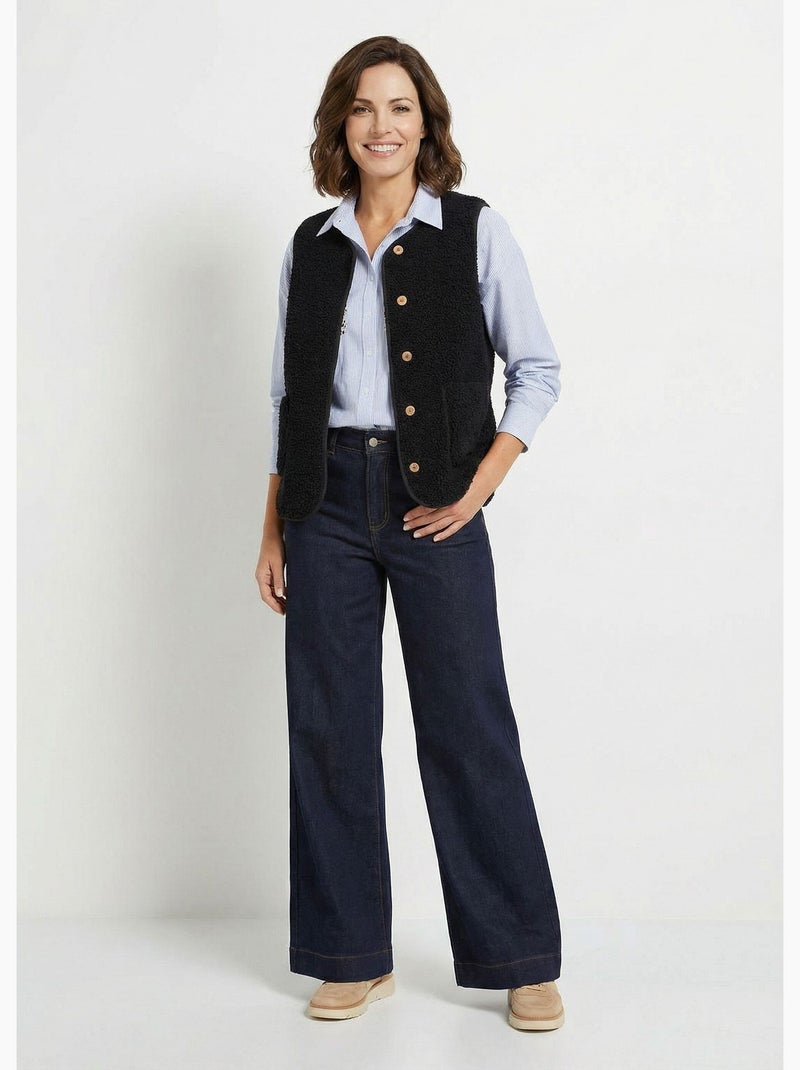 Veste sans manches en sherpa intérieur velouté - Afibel Bleu marine - Kiabi