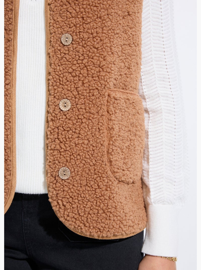 Veste sans manches en sherpa intérieur velouté - Afibel Camel - Kiabi