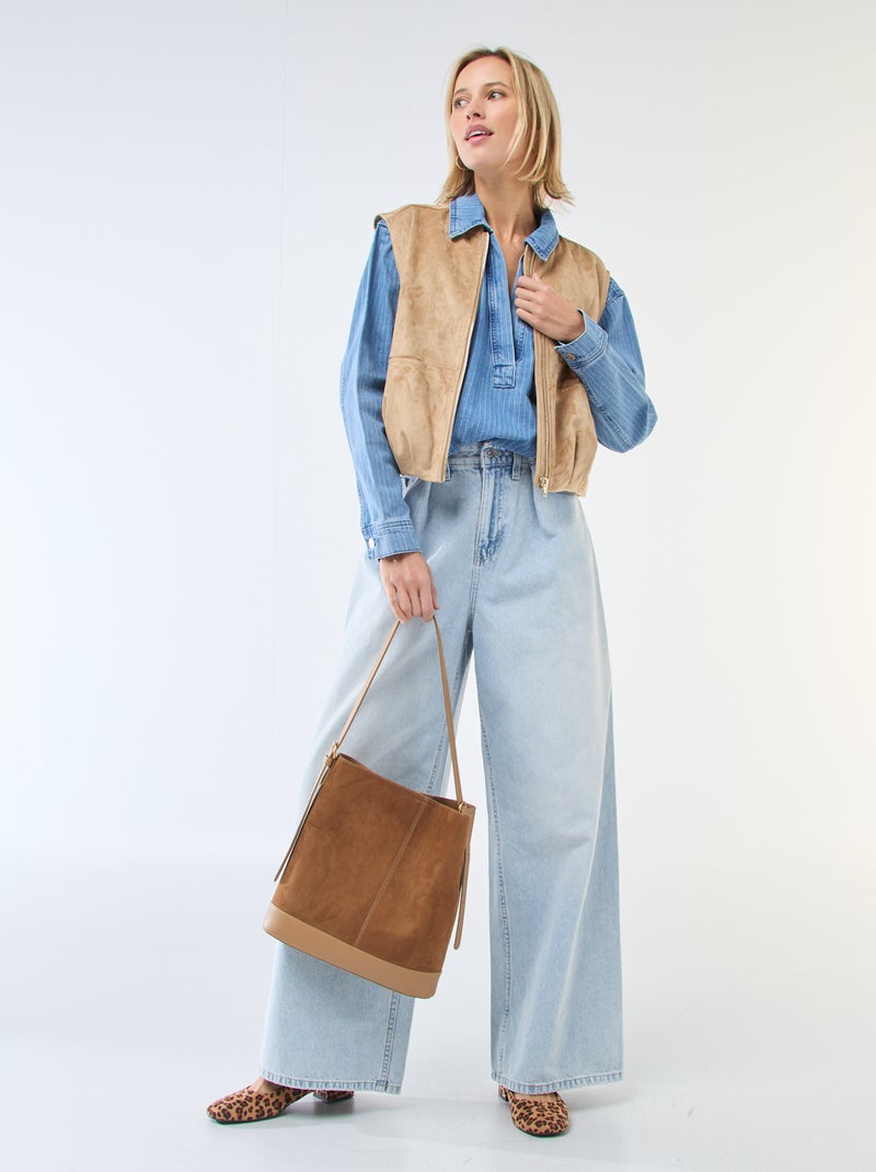 Veste sans manches en suédine Beige - Kiabi