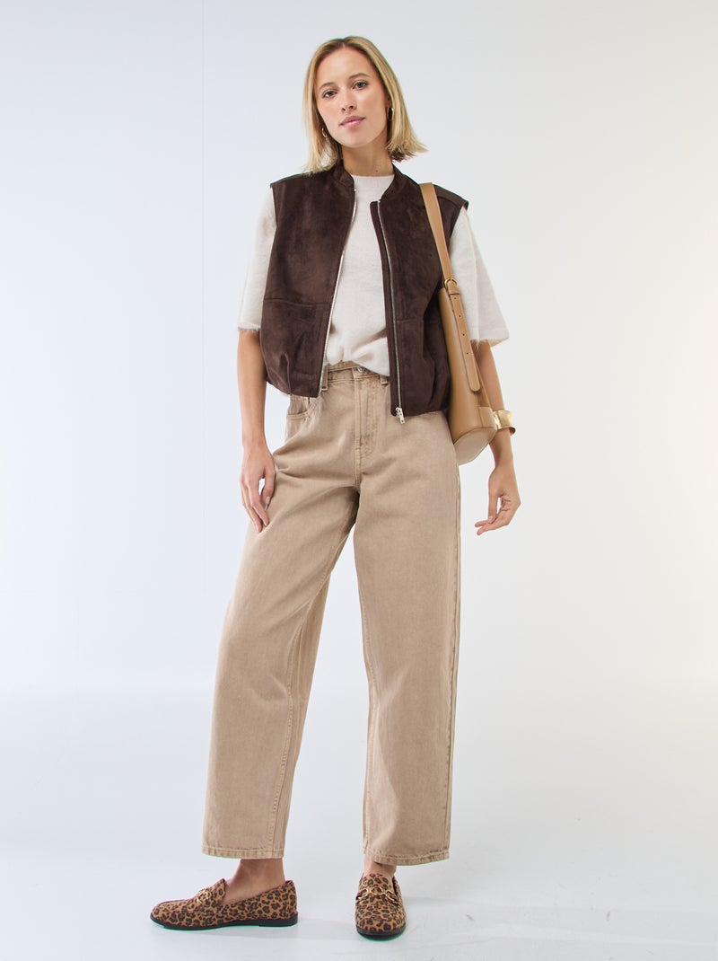 Veste sans manches en suédine Marron - Kiabi