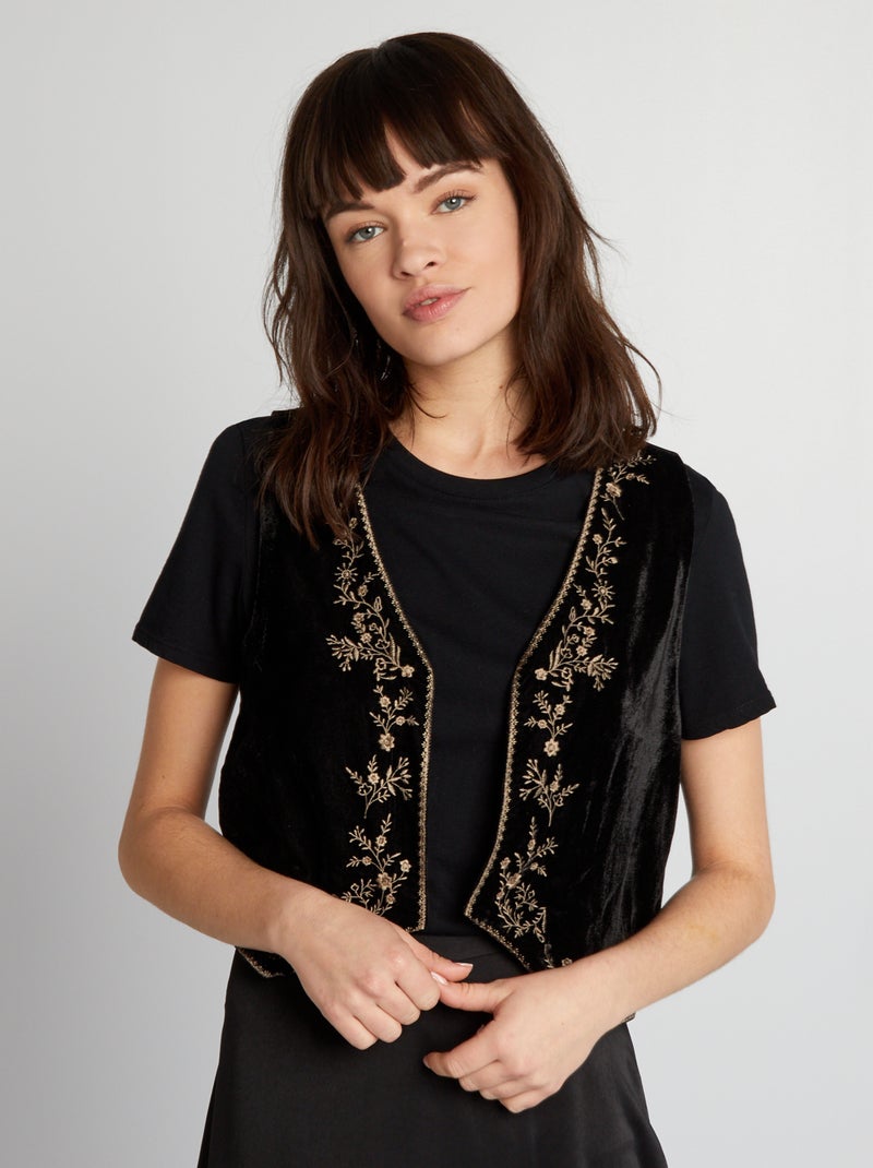 Veste sans manches en velours Noir - Kiabi