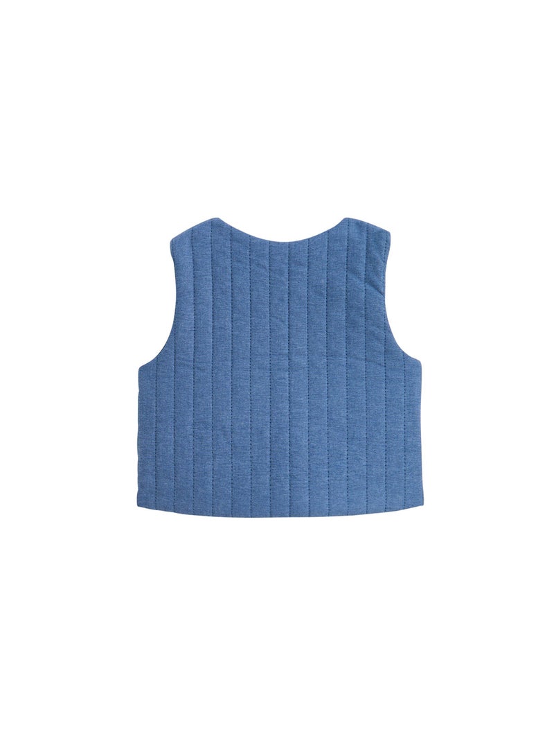 Veste sans manches enfant en chambray Camila Bleu - Kiabi