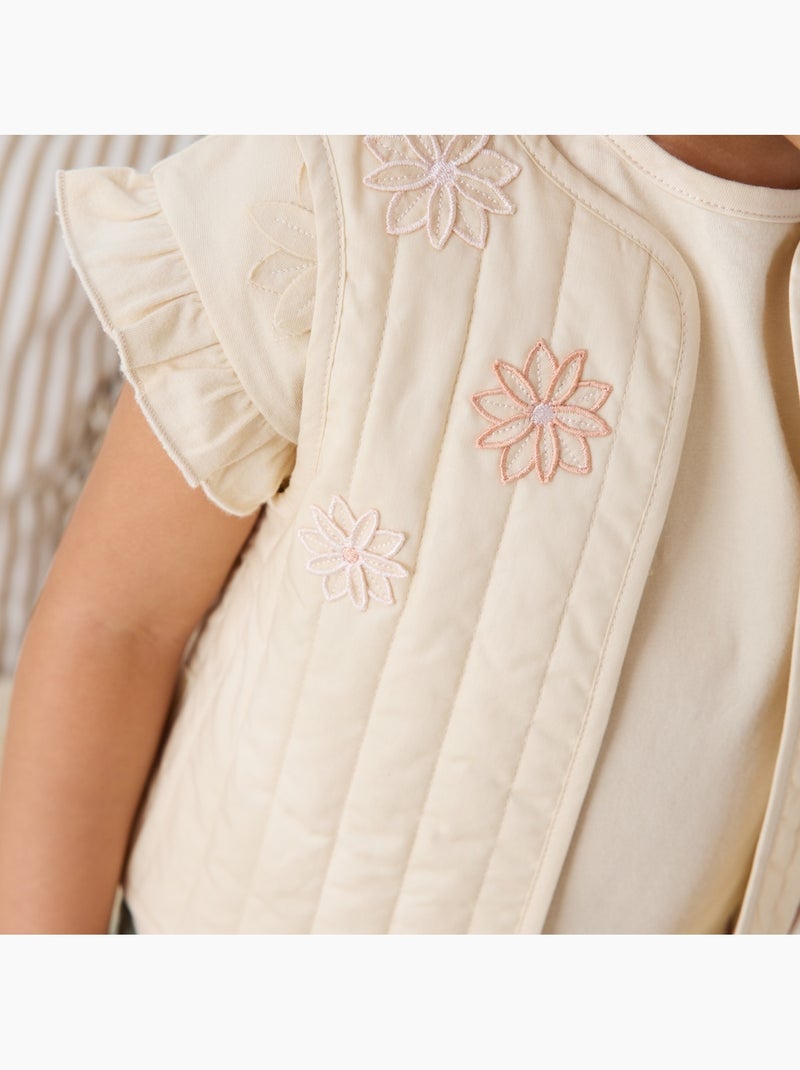 Veste sans manches enfant en popeline Poésie d'été Beige - Kiabi