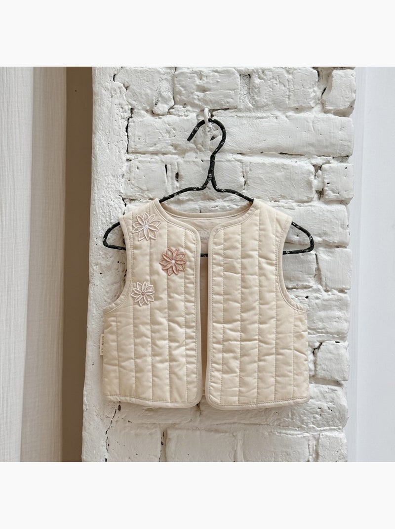 Veste sans manches enfant en popeline Poésie d'été Beige - Kiabi