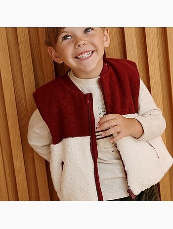 Veste sans manches enfant en sherpa pistache