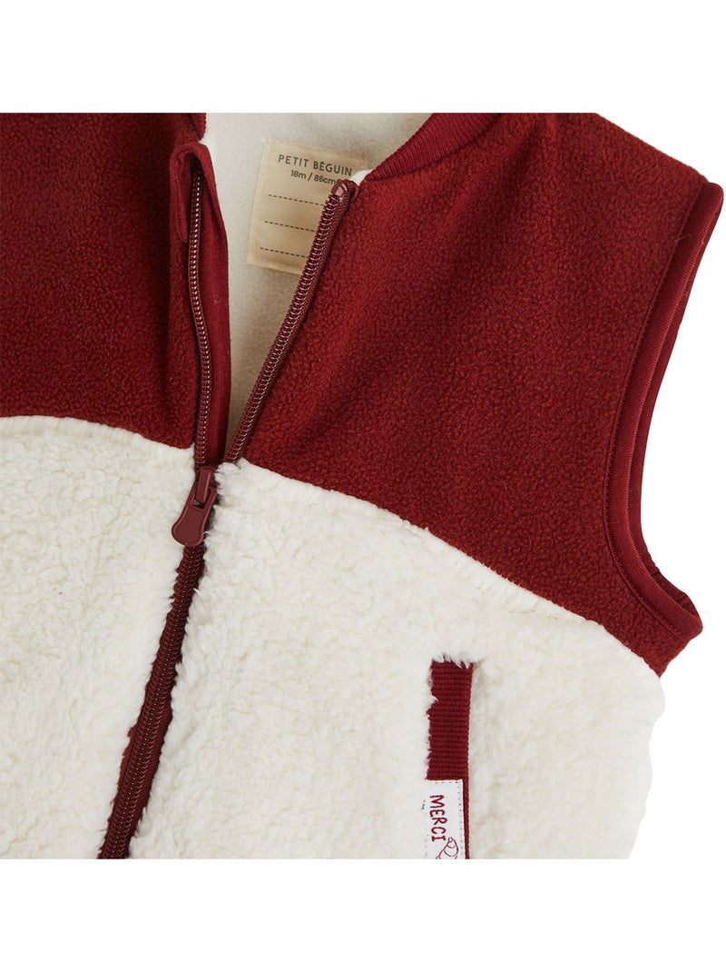 Veste sans manches enfant en sherpa pistache Rouge bordeaux - Kiabi