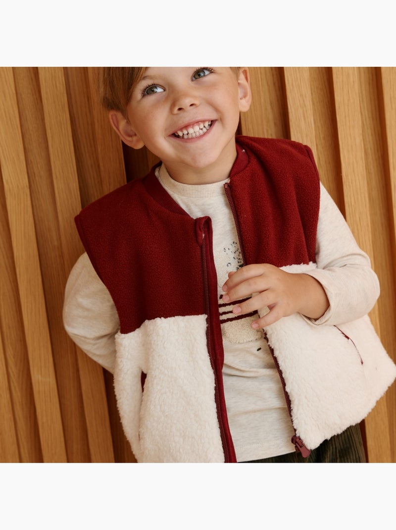 Veste sans manches enfant en sherpa pistache Rouge bordeaux - Kiabi