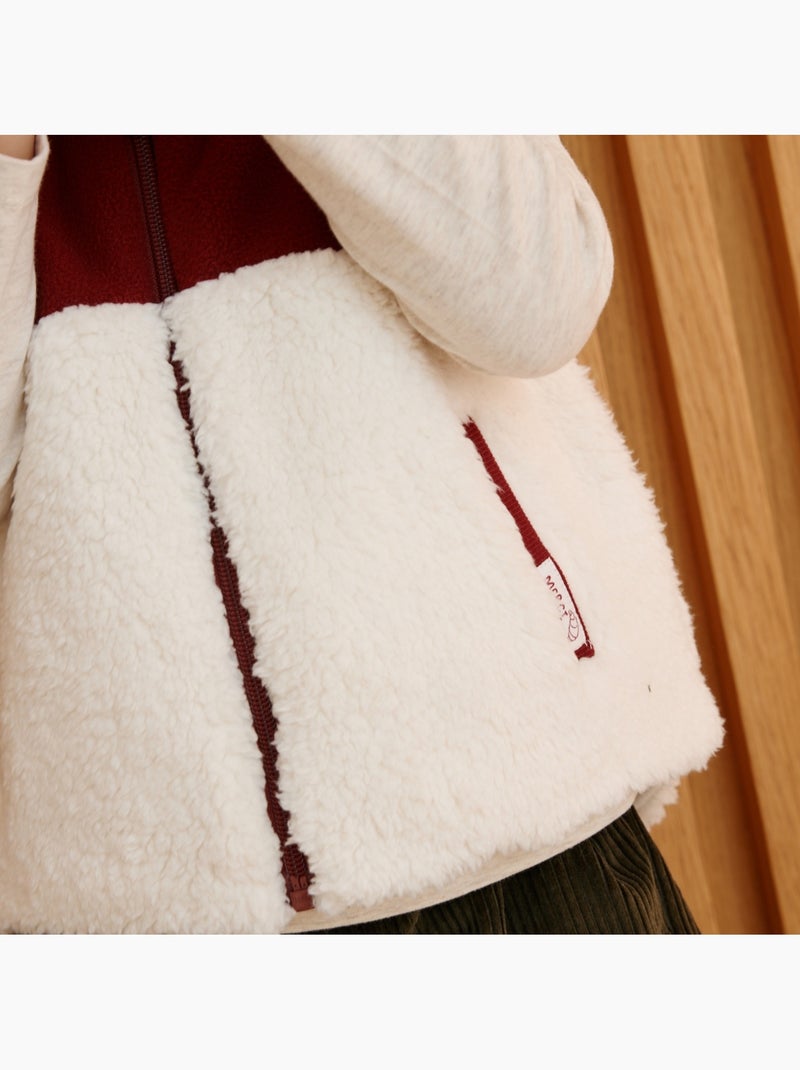 Veste sans manches enfant en sherpa pistache Rouge bordeaux - Kiabi