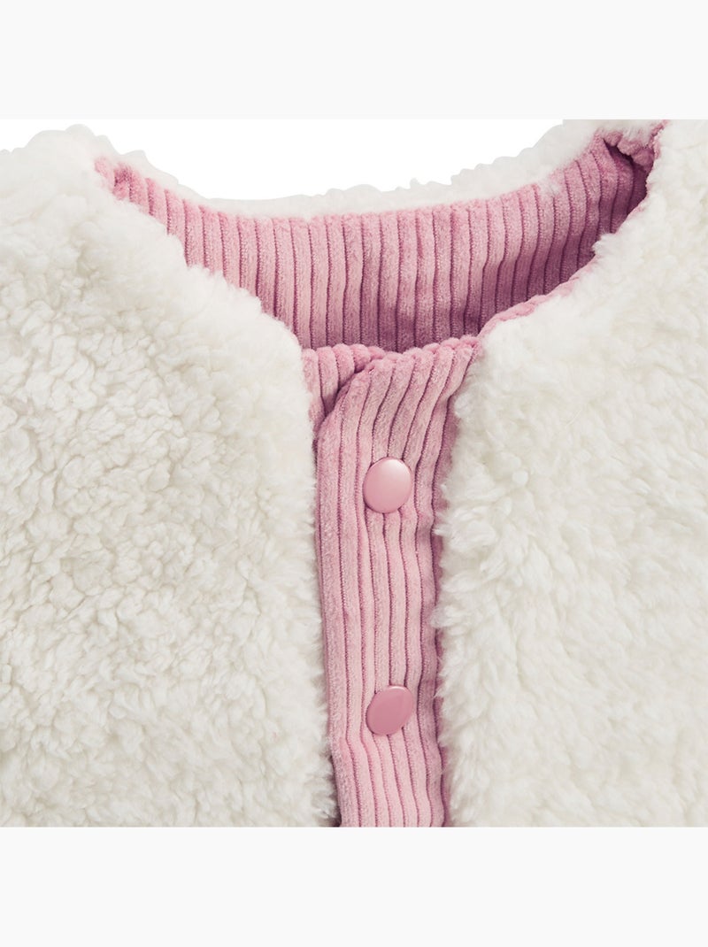 Veste sans manches enfant réversible en sherpa Céleste Ecru - Kiabi