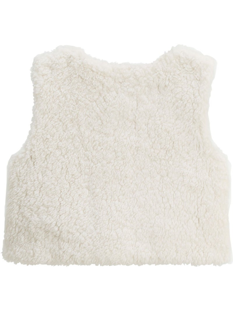 Veste sans manches enfant réversible en sherpa Céleste Ecru - Kiabi