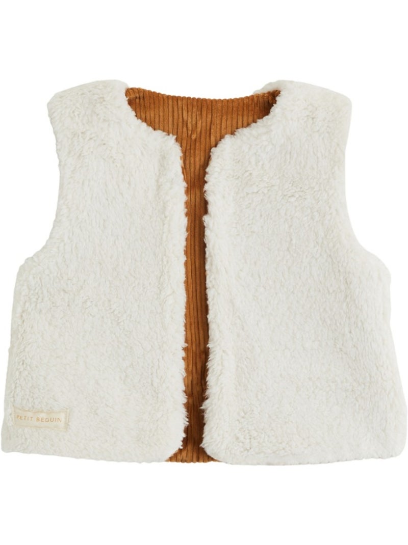 Veste sans manches enfant réversible en sherpa cléo Camel - Kiabi