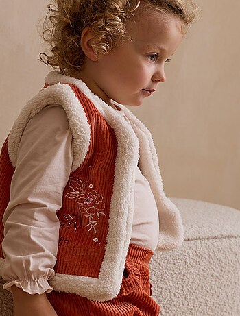 Veste sans manches enfant réversible en velours côtelé Manouk