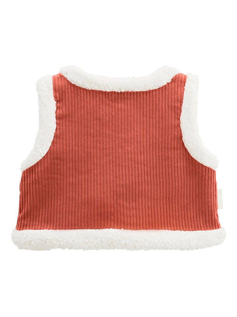 Veste sans manches enfant réversible en velours côtelé Manouk Orange - Kiabi