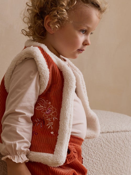 Veste sans manches enfant réversible en velours côtelé Manouk - Kiabi