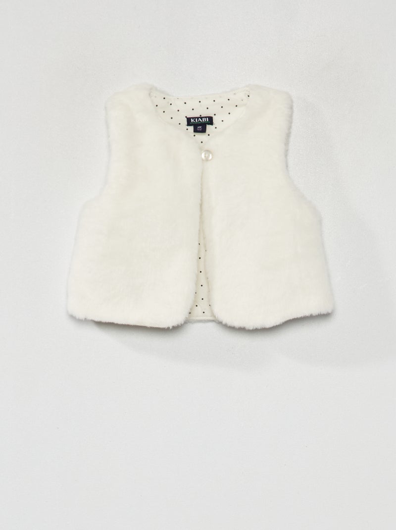 Veste sans manches fausse fourrure blanc - Kiabi