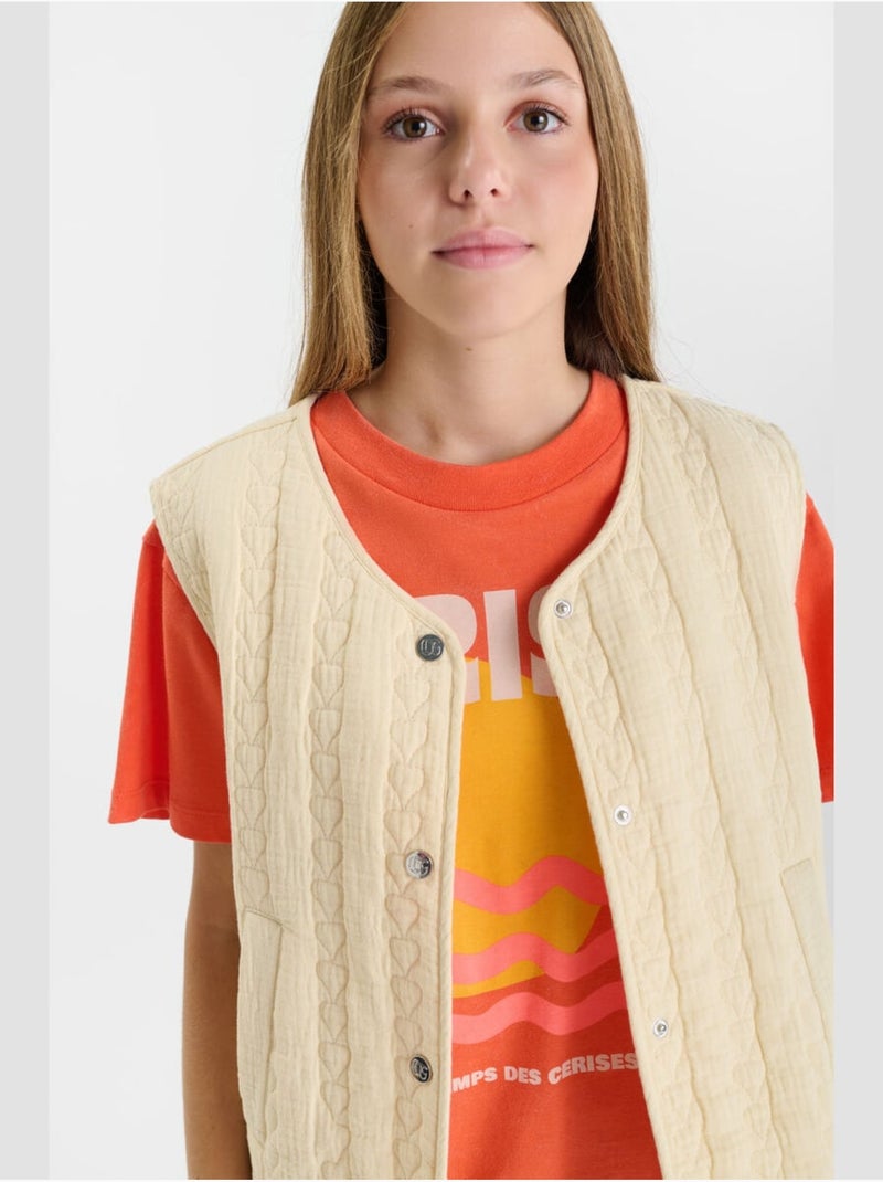 Veste sans manches GUDRAGI 'Le Temps Des Cerises' Beige - Kiabi