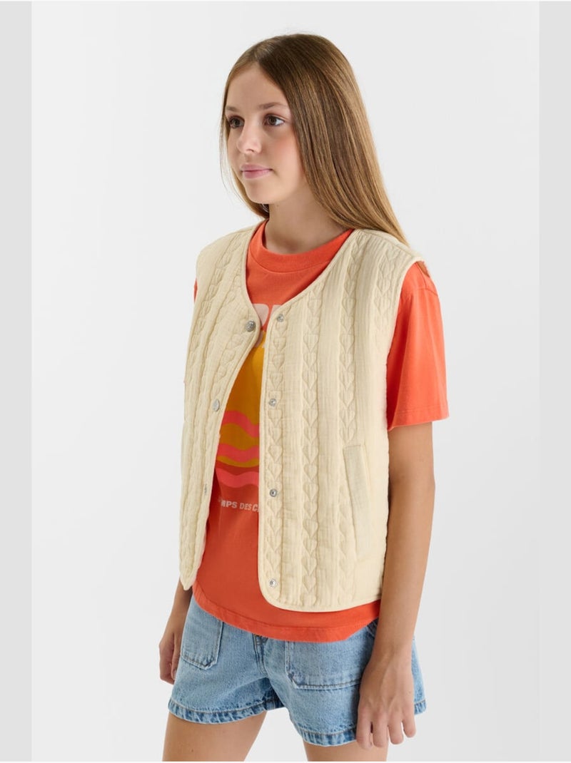 Veste sans manches GUDRAGI 'Le Temps Des Cerises' Beige - Kiabi