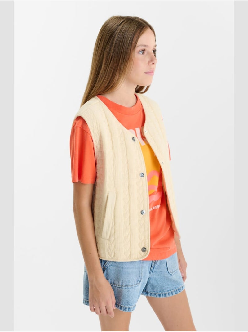 Veste sans manches GUDRAGI 'Le Temps Des Cerises' Beige - Kiabi