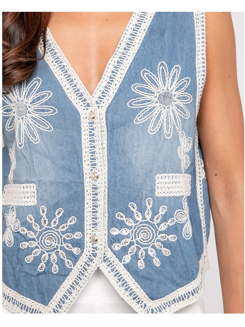 Veste sans manches jeans UTESS Bleu - Kiabi