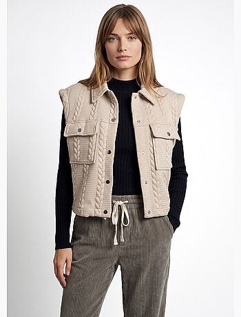 Veste sans manches maille fantaisie - afibel