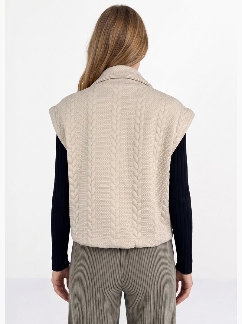 Veste sans manches maille fantaisie - afibel Ecru - Kiabi