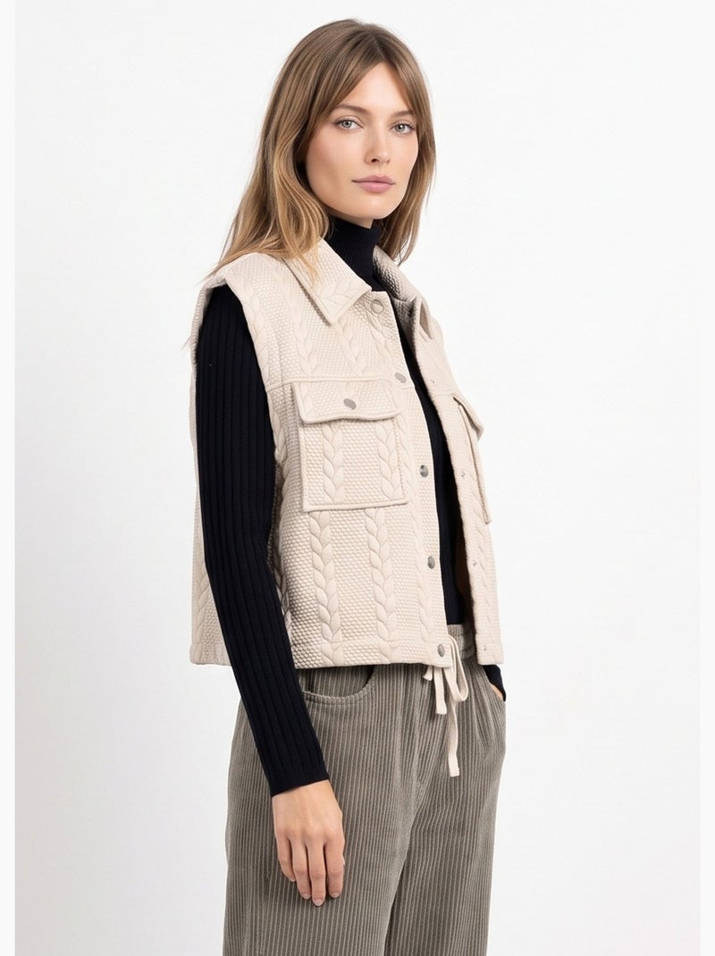 Veste sans manches maille fantaisie - afibel Ecru - Kiabi