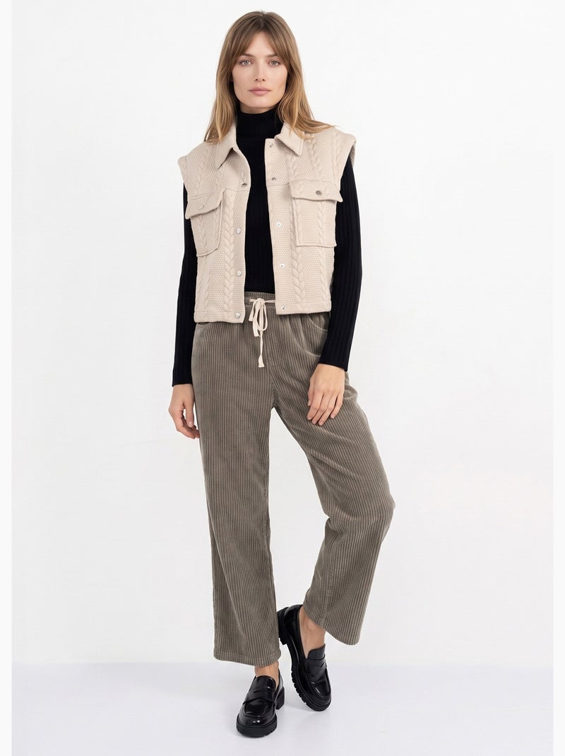 Veste sans manches maille fantaisie - afibel Ecru - Kiabi