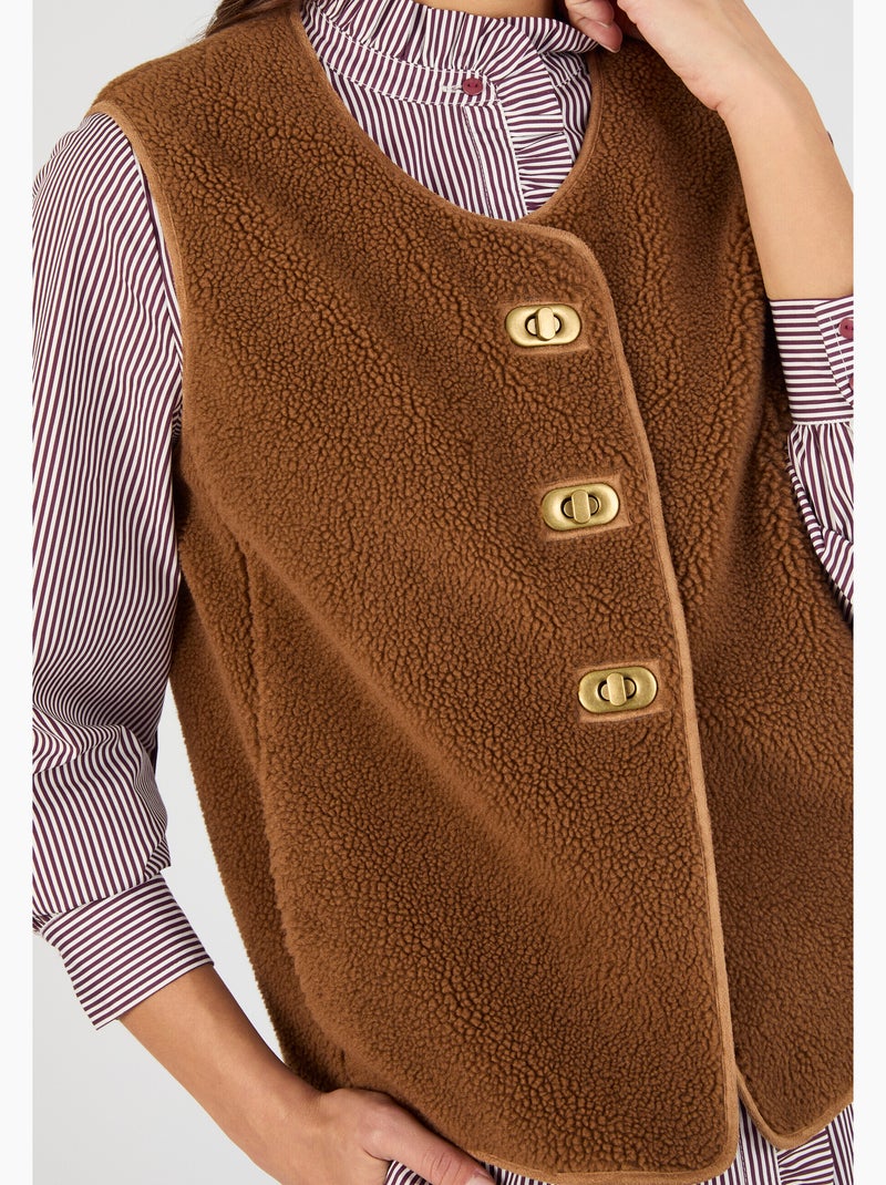 Veste sans manches maille polaire moutonnée - Damart Marron - Kiabi