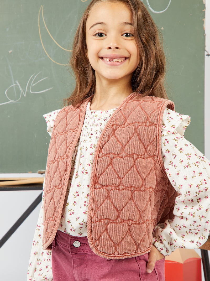 Veste sans manches matelassée en cœur Vieux rose - Kiabi