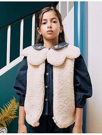 Veste sans manches matelassée en sherpa avec maxi col