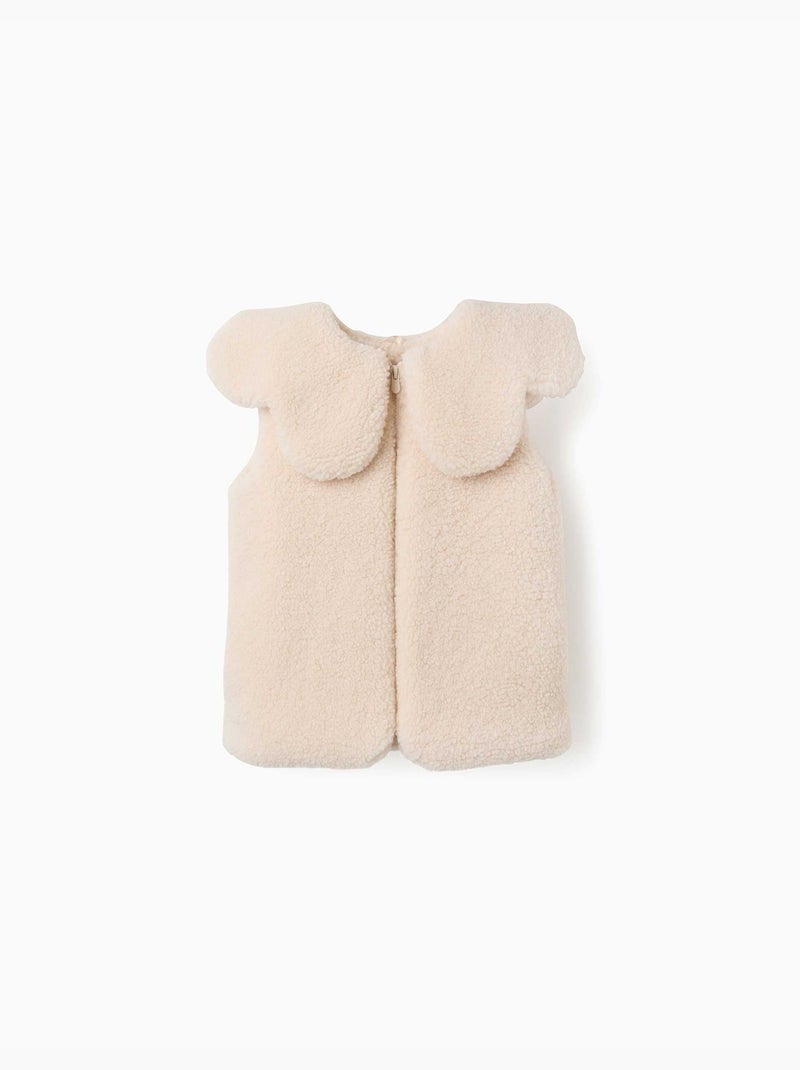 Veste sans manches matelassée en sherpa avec maxi col Blanc - Kiabi