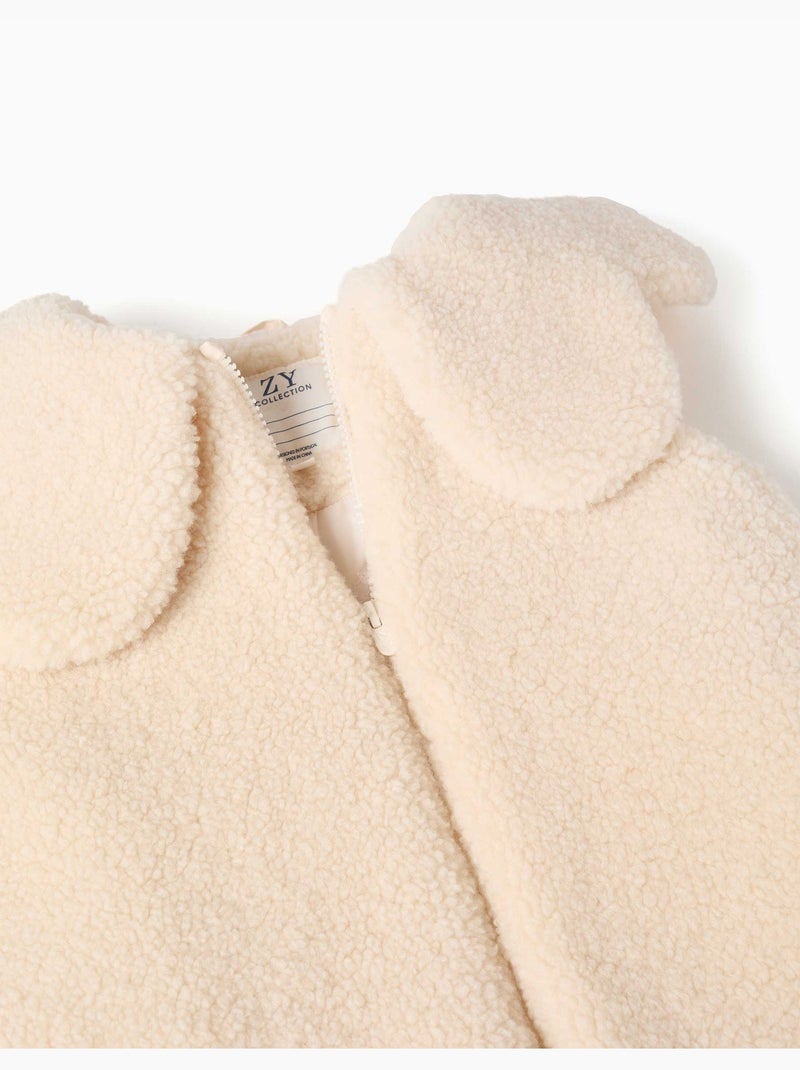 Veste sans manches matelassée en sherpa avec maxi col Blanc - Kiabi