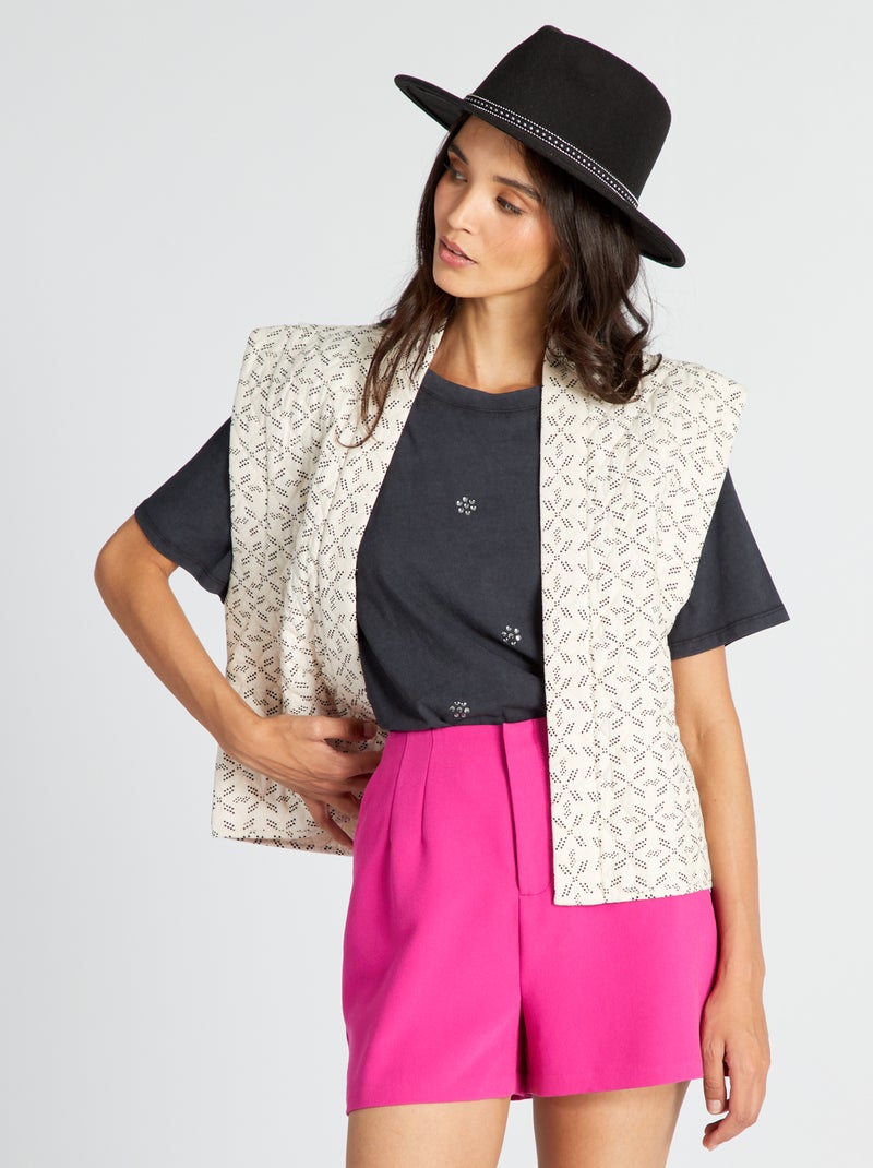 Veste sans manches matelassée imprimée Blanc/noir - Kiabi