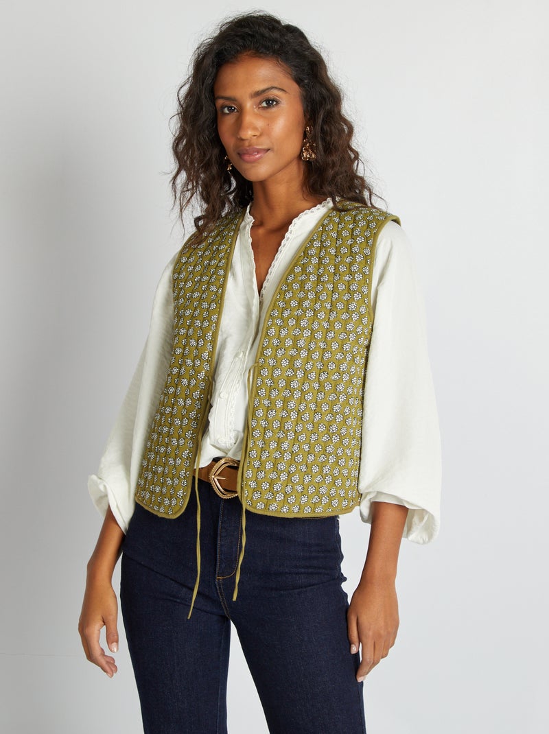 Veste sans manches matelassée Kaki - Kiabi