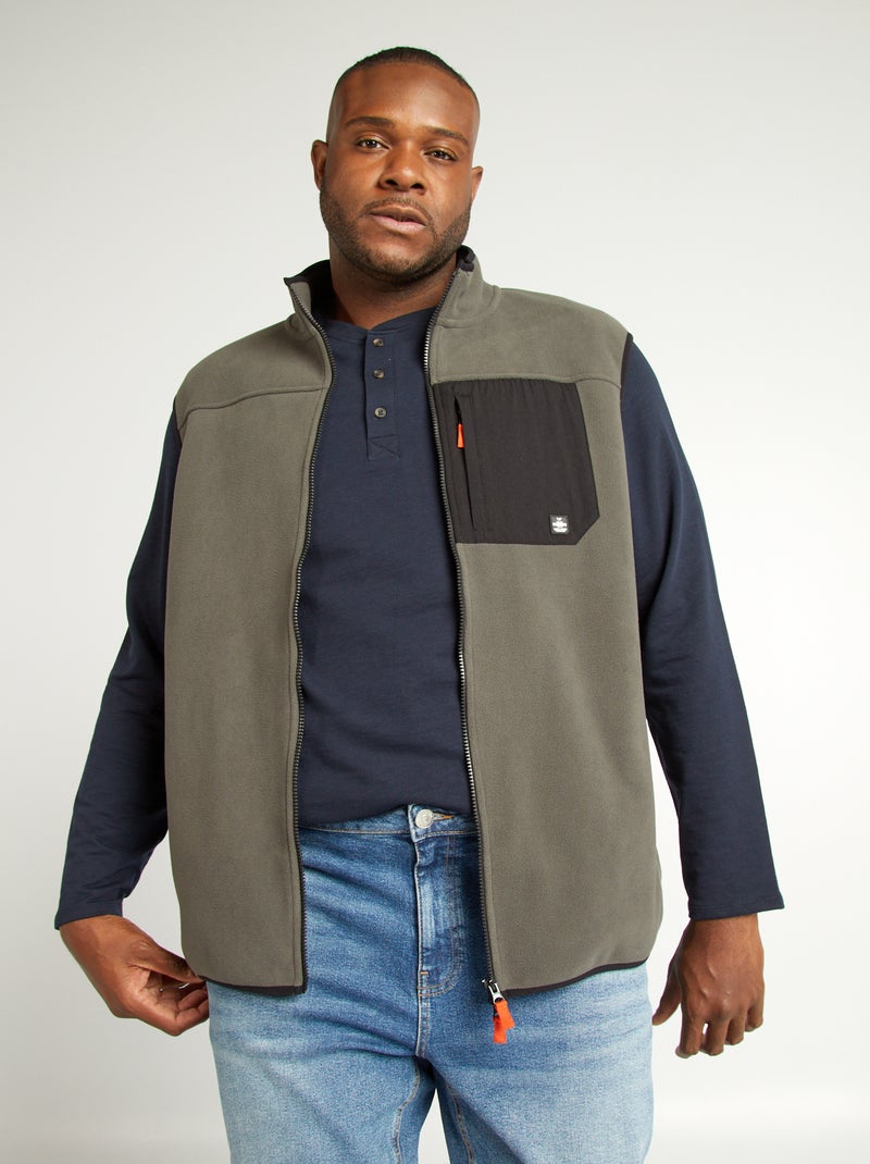 Veste sans manches polaire Kaki - Kiabi