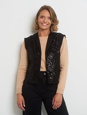 Veste sans manches résille à sequins - AFIBEL