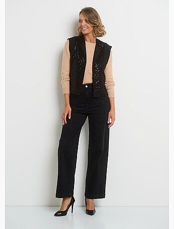 Veste sans manches résille à sequins - AFIBEL