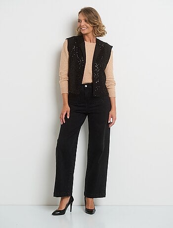 Veste sans manches résille à sequins
