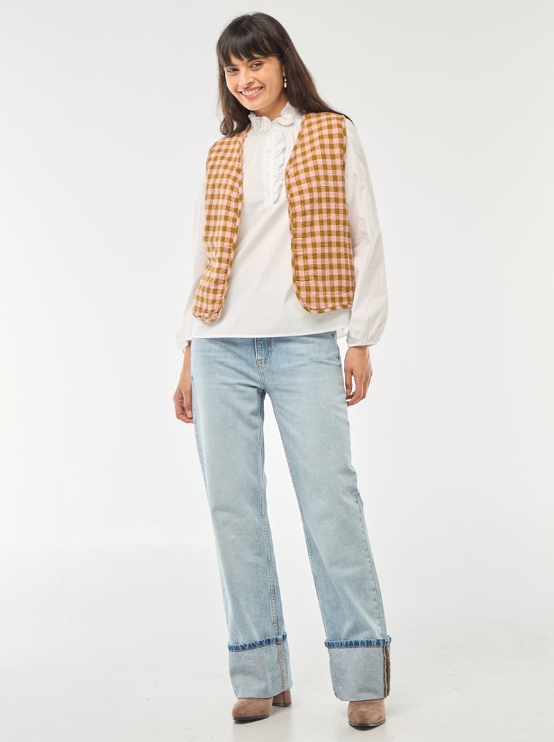 Veste sans manches réversible à carreaux Rose - Kiabi